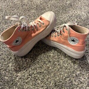 pink flamingo platform chunky All Star Converse hight tops, Size 8